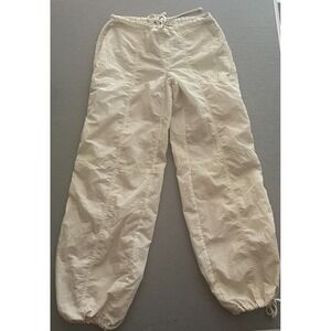 Wild Fable Beige Jogger Pants XS Drawstring Waist/Ankle Nylon Crinkled Parachute
